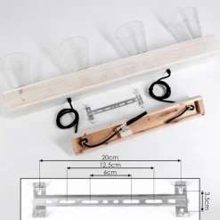 Luminaires Scandinaves-hofstein Suspension Tapso Bois clair, Blanc, 4 lumières