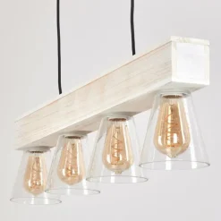 Luminaires Scandinaves-hofstein Suspension Tapso Bois clair, Blanc, 4 lumières