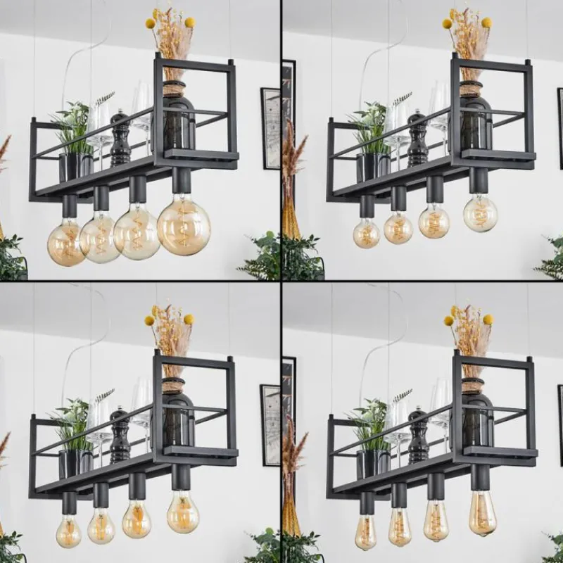 Lampes Industrielles-hofstein Suspension Tasan Noir, 4 lumières