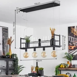 Lampes Industrielles-hofstein Suspension Tasan Noir, 4 lumières