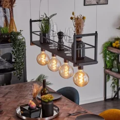 Lampes Industrielles-hofstein Suspension Tasan Noir, 4 lumières