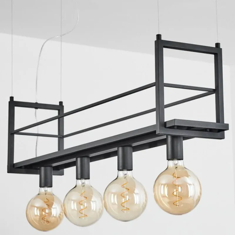 Lampes Industrielles-hofstein Suspension Tasan Noir, 4 lumières
