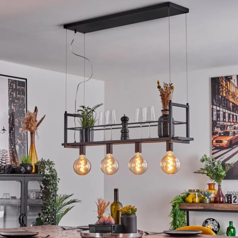 Lampes Industrielles-hofstein Suspension Tasan Noir, 4 lumières