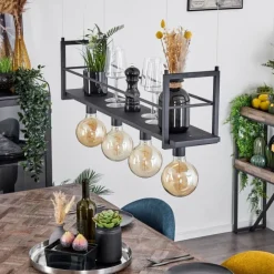 Lampes Industrielles-hofstein Suspension Tasan Noir, 4 lumières