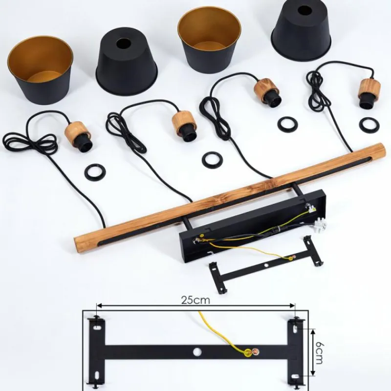 Lampes Dorées-hofstein Suspension Tatodere Brun, Noir, 4 lumières