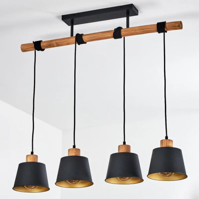 Lampes Dorées-hofstein Suspension Tatodere Brun, Noir, 4 lumières