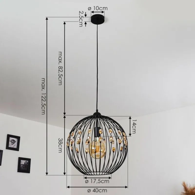 hofstein Suspension Tawasu Noir, 1 lumière