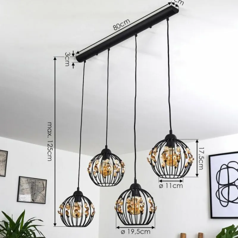 hofstein Suspension Tawasu Noir, 4 lumières* Suspensions