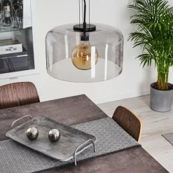 Suspension Verre Fumé-hofstein Suspension Tembotalo Noir, 1 lumière