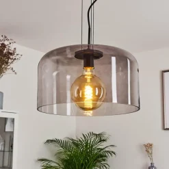 Suspension Verre Fumé-hofstein Suspension Tembotalo Noir, 1 lumière