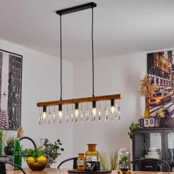 Luminaires Scandinaves-hofstein Suspension Tenche Écru, Noir, 5 lumières