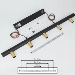 Lampes Dorées-hofstein Suspension Tenche Or, Noir, 5 lumières