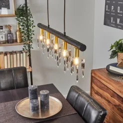 Lampes Dorées-hofstein Suspension Tenche Or, Noir, 5 lumières