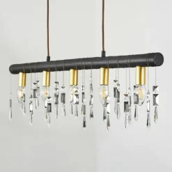 Lampes Dorées-hofstein Suspension Tenche Or, Noir, 5 lumières