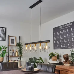 Lampes Dorées-hofstein Suspension Tenche Or, Noir, 5 lumières