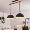 Lampes Vintages & Rétros-hofstein Suspension Teneru Bois foncé, Noir, 2 lumières