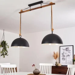 Lampes Vintages & Rétros-hofstein Suspension Teneru Bois foncé, Noir, 2 lumières