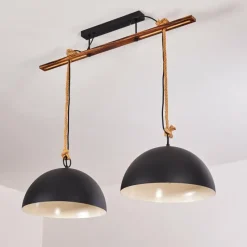 Lampes Vintages & Rétros-hofstein Suspension Teneru Bois foncé, Noir, 2 lumières