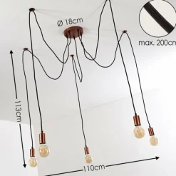hofstein Suspension Tenna Cuivre, Noir, 5 lumières