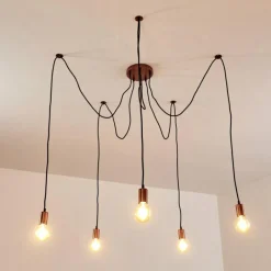 hofstein Suspension Tenna Cuivre, Noir, 5 lumières