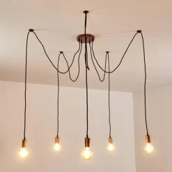 hofstein Suspension Tenna Cuivre, Noir, 5 lumières