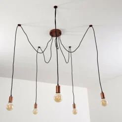 hofstein Suspension Tenna Cuivre, Noir, 5 lumières