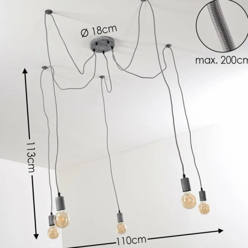 hofstein Suspension Tenna Gris, 5 lumières* Suspensions