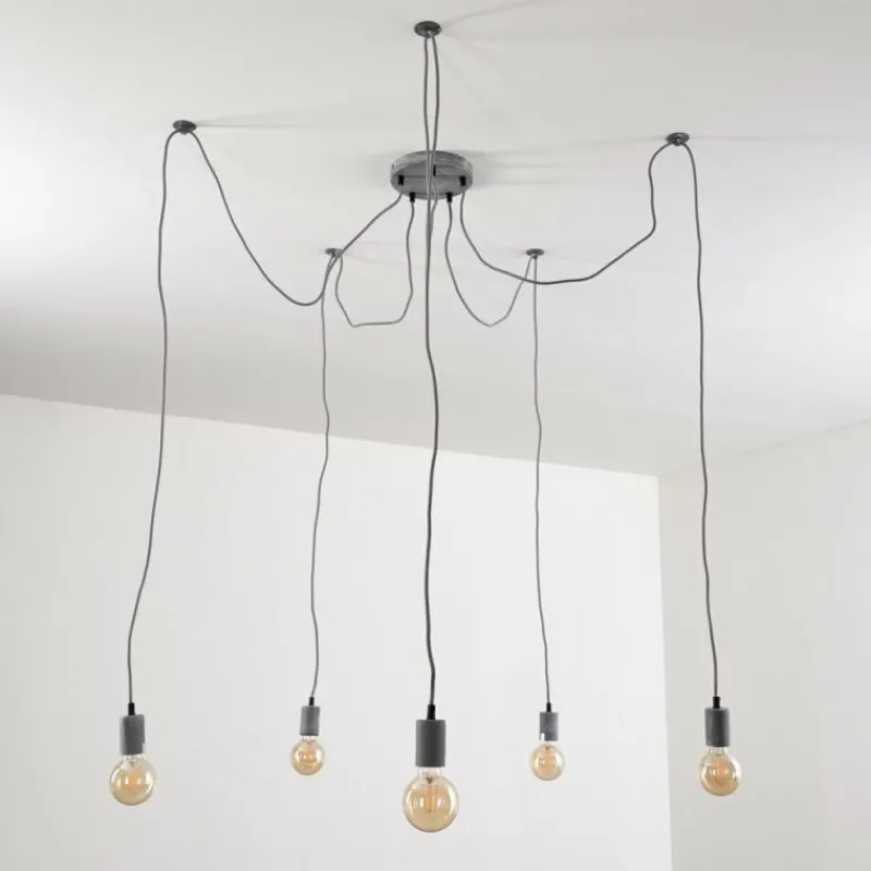 hofstein Suspension Tenna Gris, 5 lumières* Suspensions