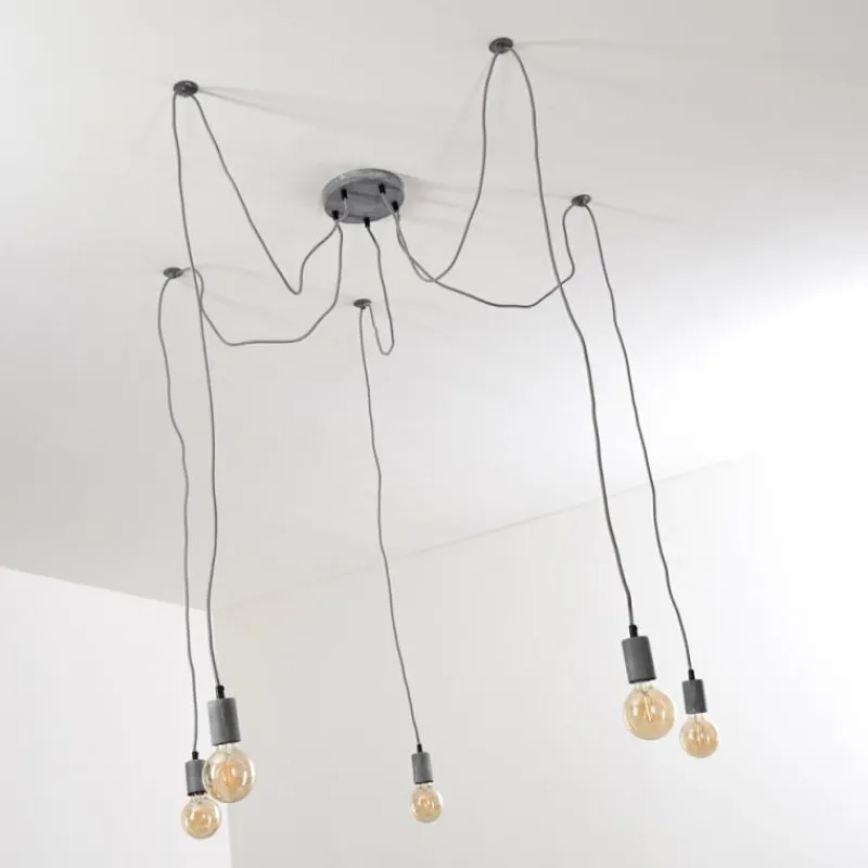 hofstein Suspension Tenna Gris, 5 lumières* Suspensions