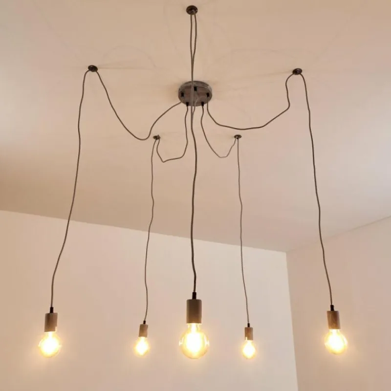 hofstein Suspension Tenna Gris, 5 lumières* Suspensions