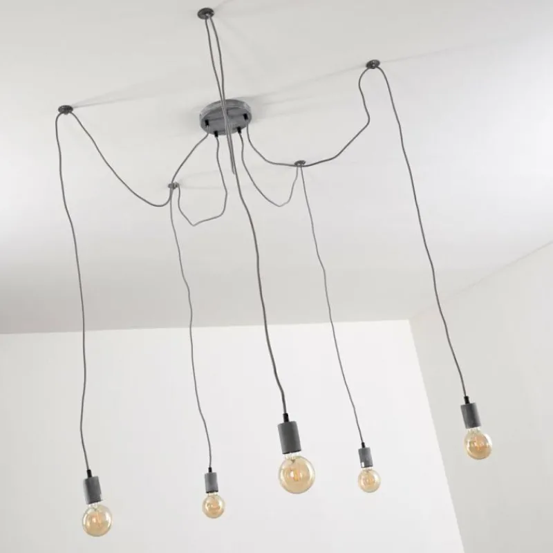 hofstein Suspension Tenna Gris, 5 lumières* Suspensions