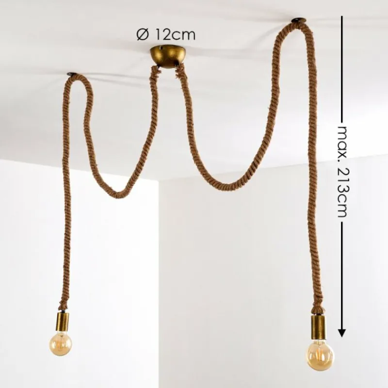 Lampes Dorées-hofstein Suspension Tenna Kordel Brun, Noir doré, 2 lumières