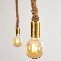 Lampes Dorées-hofstein Suspension Tenna Kordel Brun, Noir doré, 2 lumières