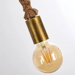 Lampes Dorées-hofstein Suspension Tenna Kordel Brun, Noir doré, 2 lumières