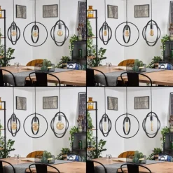 Lampes Industrielles-hofstein Suspension Tercel Brun foncé, Nickel mat, Noir, 3 lumières