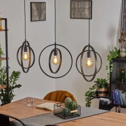 Lampes Industrielles-hofstein Suspension Tercel Brun foncé, Nickel mat, Noir, 3 lumières