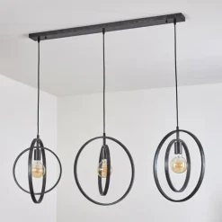 Lampes Industrielles-hofstein Suspension Tercel Brun foncé, Nickel mat, Noir, 3 lumières