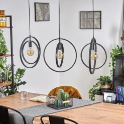 Lampes Industrielles-hofstein Suspension Tercel Brun foncé, Nickel mat, Noir, 3 lumières