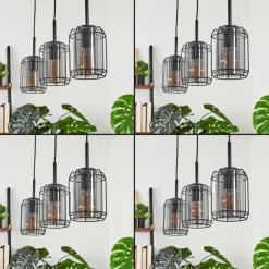 hofstein Suspension Thusis Noir, 3 lumières