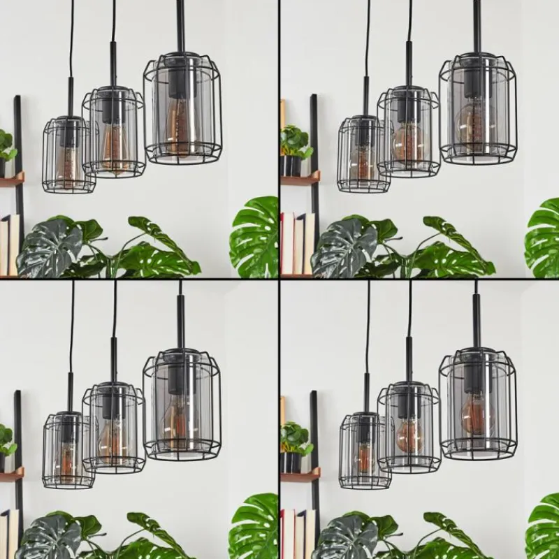 hofstein Suspension Thusis Noir, 3 lumières