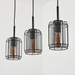 hofstein Suspension Thusis Noir, 3 lumières