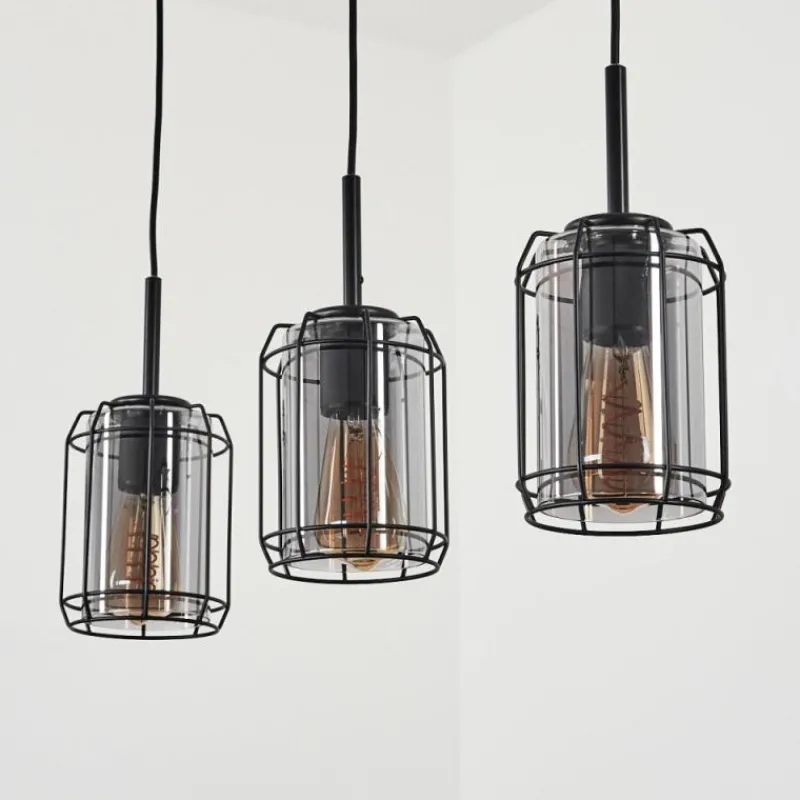 hofstein Suspension Thusis Noir, 3 lumières