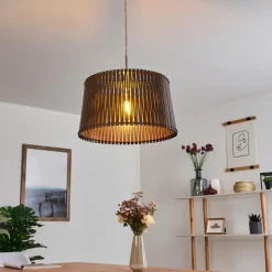 Luminaires Rustiques-hofstein Suspension Timmele Brun, Nickel mat, 1 lumière