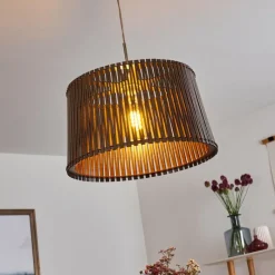 Luminaires Rustiques-hofstein Suspension Timmele Brun, Nickel mat, 1 lumière