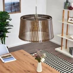 Luminaires Rustiques-hofstein Suspension Timmele Brun, Nickel mat, 1 lumière