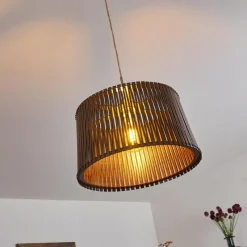 Luminaires Rustiques-hofstein Suspension Timmele Brun, Nickel mat, 1 lumière