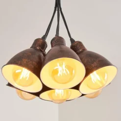 Luminaires Rustiques-hofstein Suspension Timola Beige, Brun foncé, 7 lumières