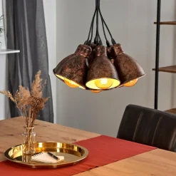 Lampes Industrielles-hofstein Suspension Timola Cuivre, Rouille, 7 lumières