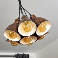 Lampes Industrielles-hofstein Suspension Timola Cuivre, Rouille, 7 lumières
