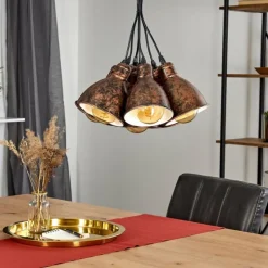 Lampes Industrielles-hofstein Suspension Timola Cuivre, Rouille, 7 lumières